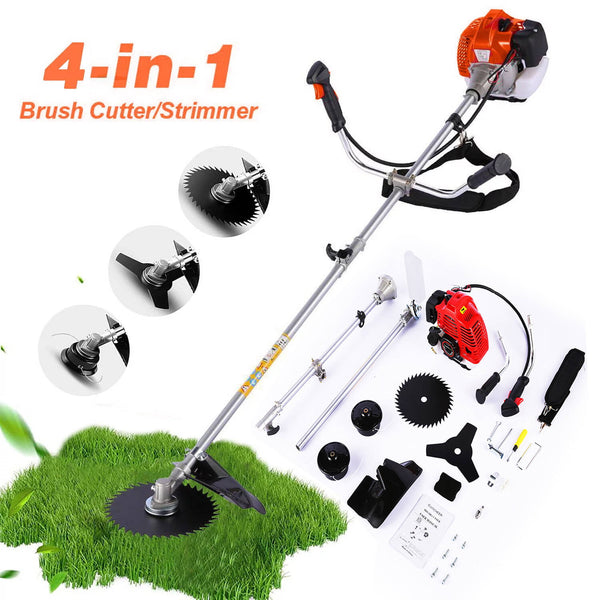 58CC 2-Cycle Grass Trimmer Lawn Mower Gas Straight Shaft Grass Trimmer and Brush Cut with 4 Detachable Head for Trimming, Brush Cutting, 4-in-1 grass Trimmer